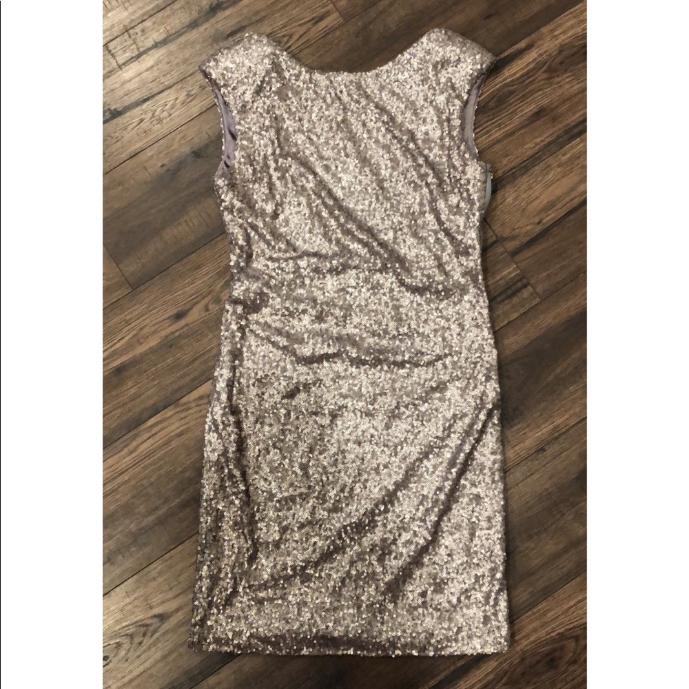 Grey sequin backless dress w/shoulder pad cap sleeves size small NWT
